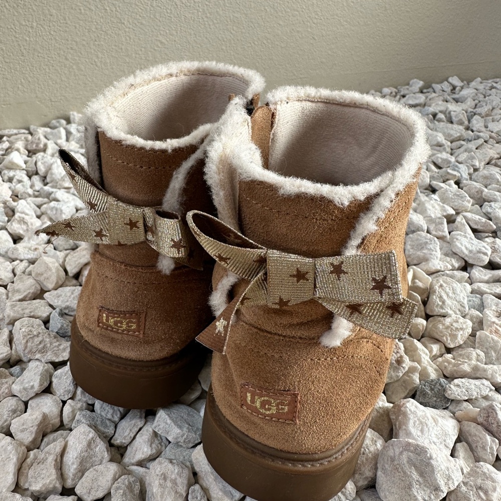 UGG Kids Tan Boots with Starry Bow